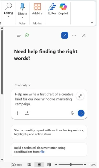 Microsoft Copilot helps draft workplace documents and business notes.